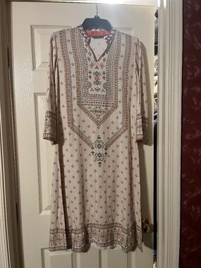 Lakshita Women's Cotton Kurta Kurti Cream Beige Multicolor Size S